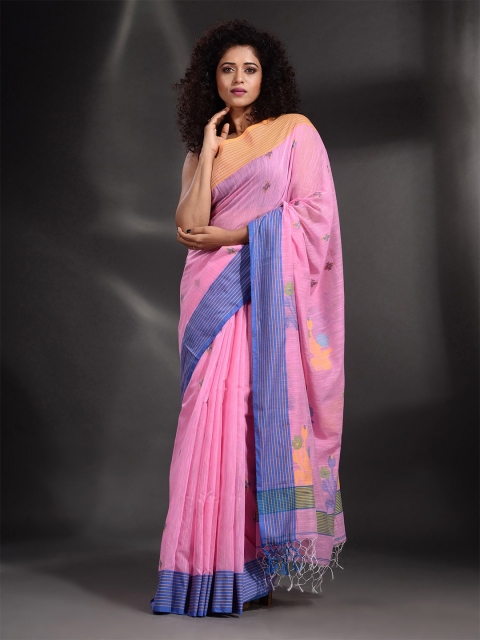 

Arhi Pink & Blue Woven Design Pure Cotton Saree