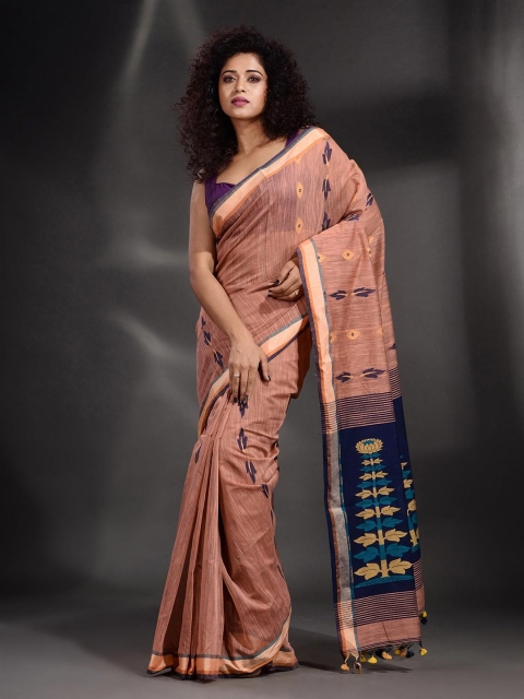 

Arhi Rust & Blue Woven Design Zari Pure Cotton Saree