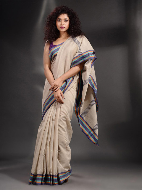 

Arhi Off White & Blue Pure Cotton Saree