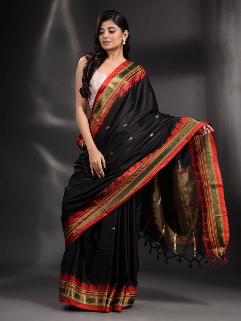 

Arhi Black & Red Woven Design Zari Pure Silk Saree