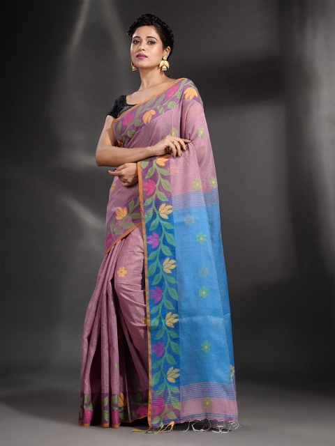 

Arhi Pink & Blue Woven Design Tissue Saree