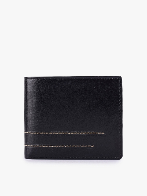

BuckleUp Men Black Leather Two Fold Wallet
