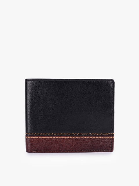 

BuckleUp Men Black & Brown Colourblocked Leather Two Fold Wallet