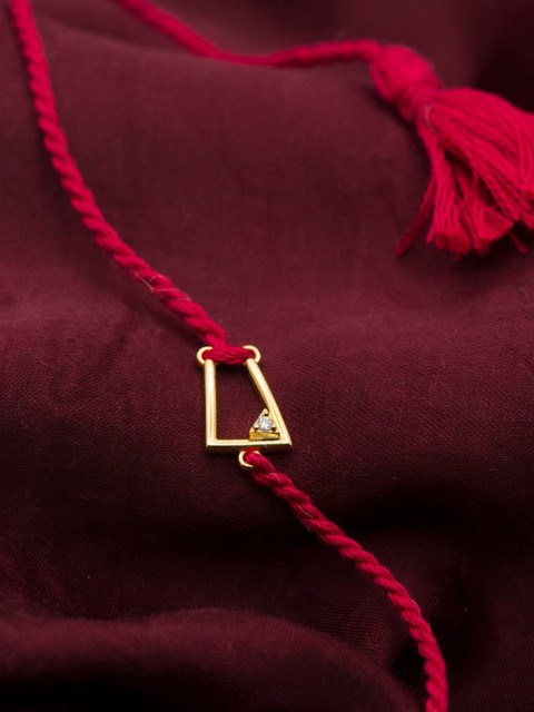 

CRAYTON 92.5 Silver-Plated Gold Diamond-Studded Rakhi