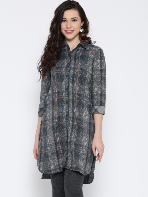 

Biba Women Grey Printed Longline Casual Shirt