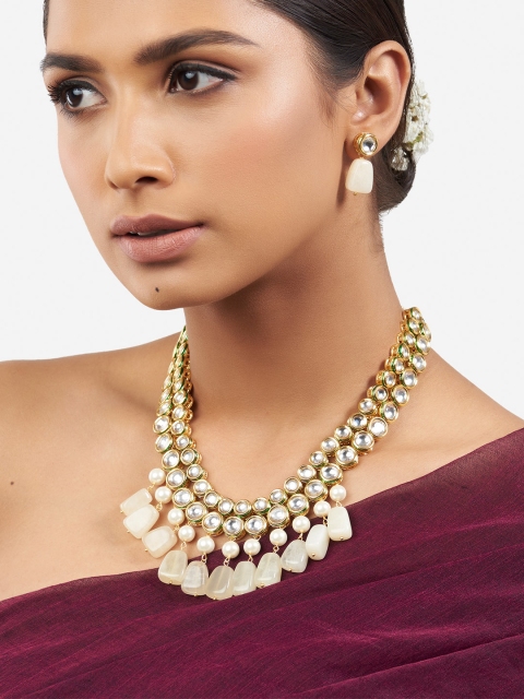

Ahaanya Gold-Toned & White Brass Gold-Plated Necklace