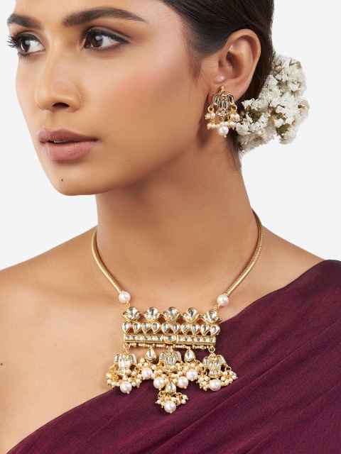 

Ahaanya Gold-Toned & White Brass Gold-Plated Necklace