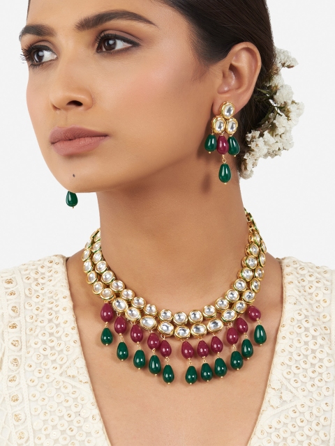 

Ahaanya Gold-Toned & Green Brass Gold-Plated Necklace