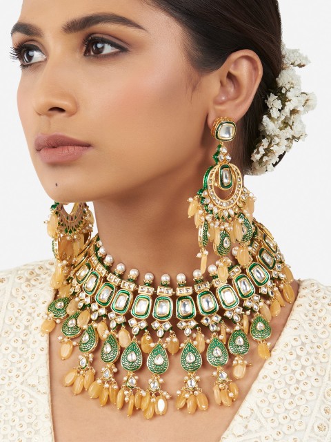 

Ahaanya Gold-Toned & White Brass Gold-Plated Necklace