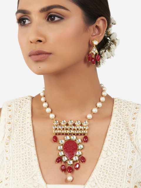 

Ahaanya Gold-Toned & White Brass Gold-Plated Necklace