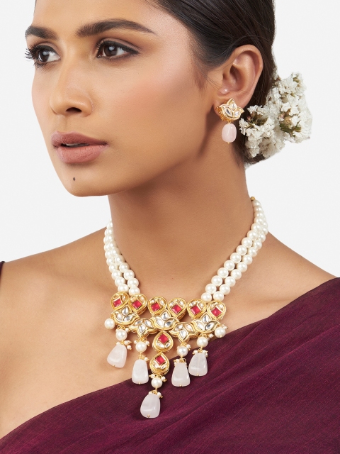 

Ahaanya Gold-Toned & White Brass Gold-Plated Necklace
