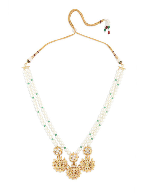 

Ahaanya White & Gold-Toned Brass Gold-Plated Necklace