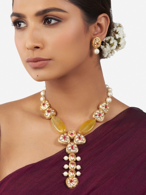 

Ahaanya Women Gold-Toned & White Brass Gold-Plated Necklace