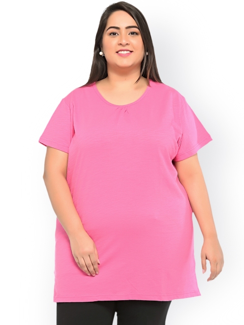 

plusS Women Pink Round Neck T-shirt