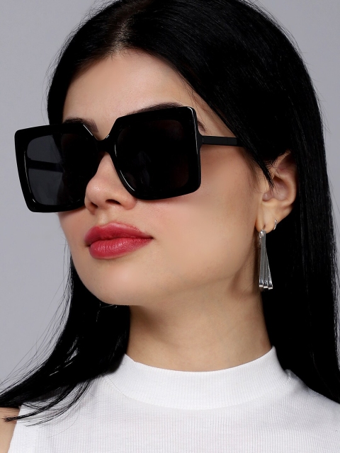 

QUIRKY Unisex Black Lens & Black Square Sunglasses with UV Protected Lens