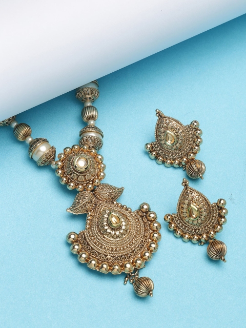 

PANASH Women Gold-Plated White Pearls Jewellery Set