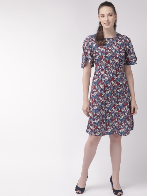 

Sera Women Blue & Red Printed A-Line Dress