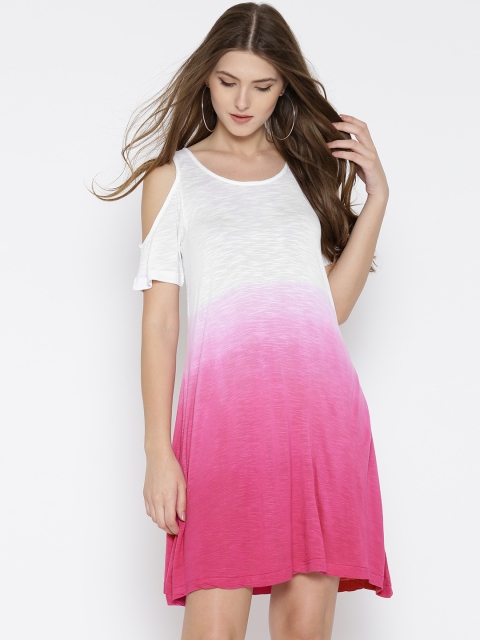 

Sera Women White Dyed Cold-Shoulder A-Line Dress