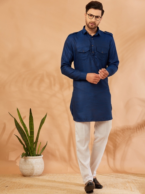 

Armaan Ethnic Men Blue Pure Cotton Kurti with Trousers