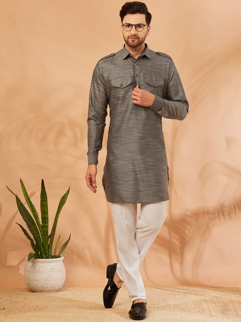 

Armaan Ethnic Men Grey Pure Cotton Kurti with Pyjamas