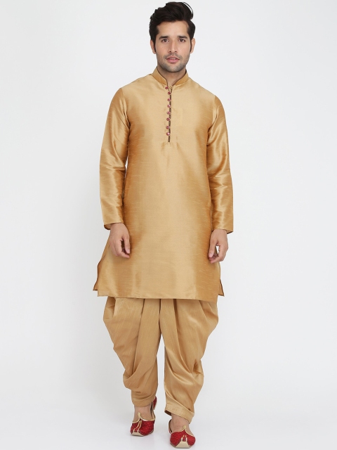

ROYAL KURTA Men Brown Layered Dupion Silk Kurta with Patiala Pants