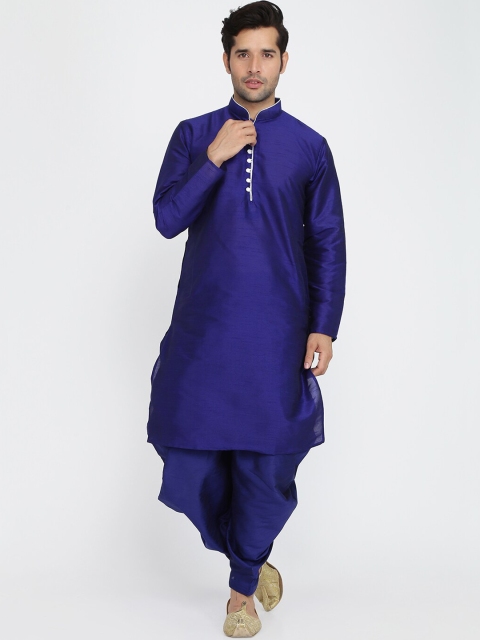 

ROYAL KURTA Men's Blue Empire Dupion Silk Kurta And Patiala Set