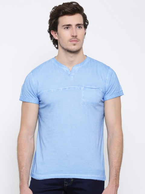 

American Crew Men Blue Solid Round Neck T-shirt