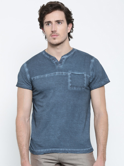 

American Crew Men Blue Solid Round Neck T-shirt