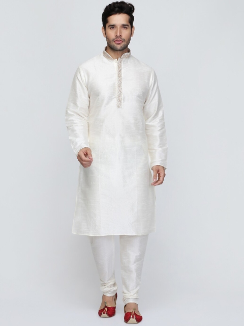 

ROYAL KURTA Men Beige Dupion Silk Kurta with Churidar