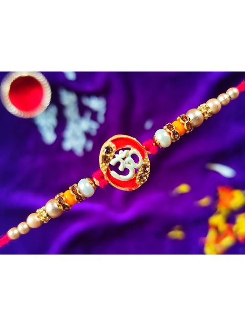 

CRAYTON Men Red & Gold-Toned Beaded Rakhi