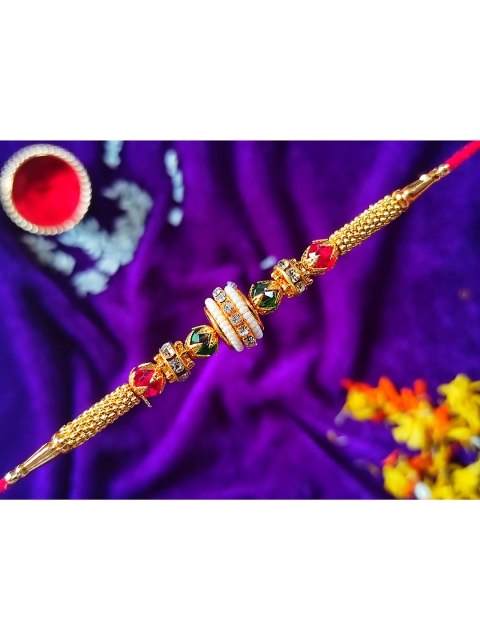 

CRAYTON Men Red & Gold-Toned Stone Studded Rakhi