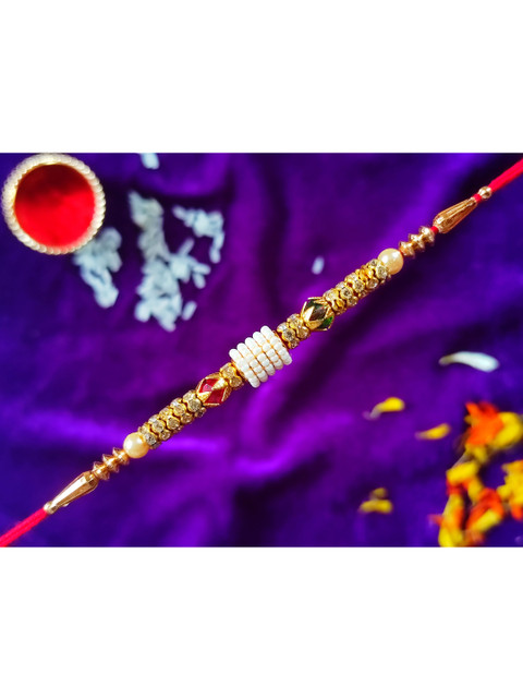 

CRAYTON Men White & Gold-Toned Beaded Rakhi