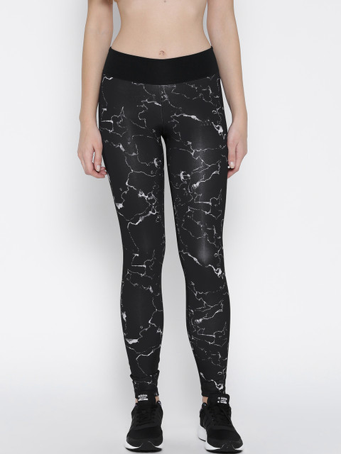 

ADIDAS Women Black Long Q1 All OverPrinted Tights