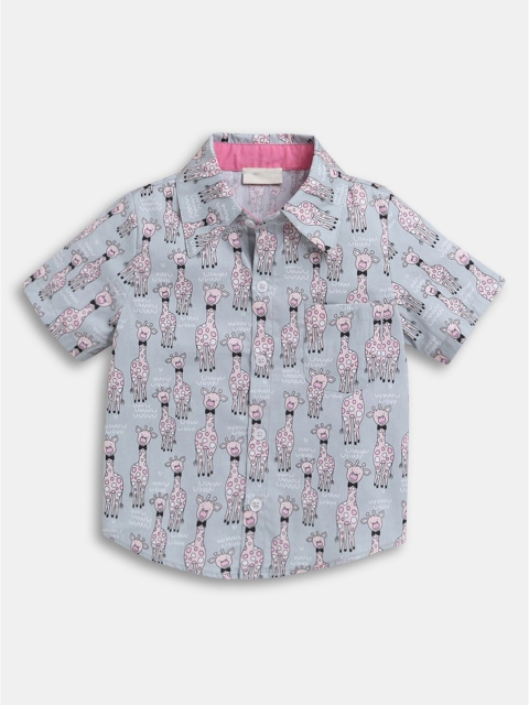 

Hopscotch Boys Green Printed Casual Shirt