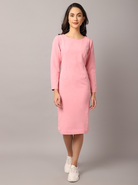 

Cantabil Pink Sheath Casual Midi Dress