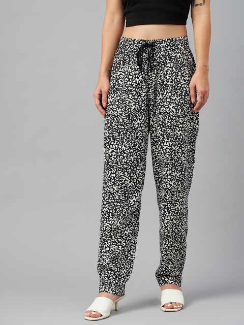 

Marks & Spencer Women Black Animal Printed High-Rise Trousers