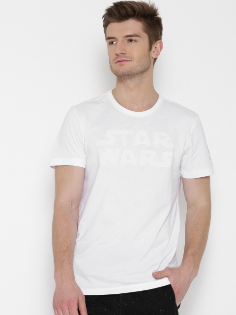 

ADIDAS Men White Star Wars Embossed Round Neck T-shirt