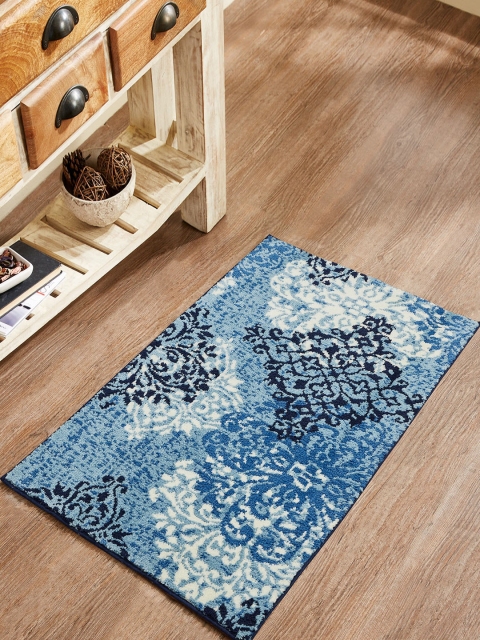 

Pano Blue Ethnic Motifs Print Anti Skid Bath Mat