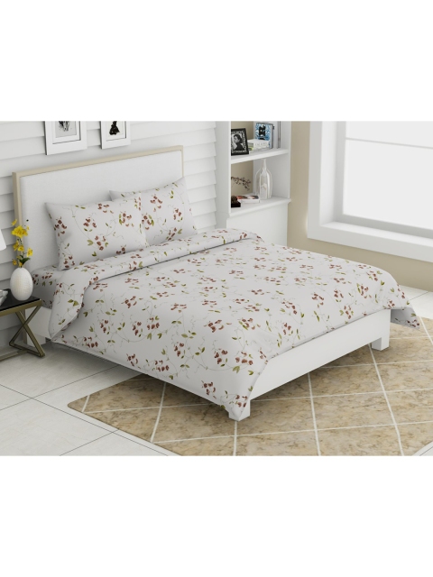 

haus & kinder White printed King sized Bedsheet and pillow covers