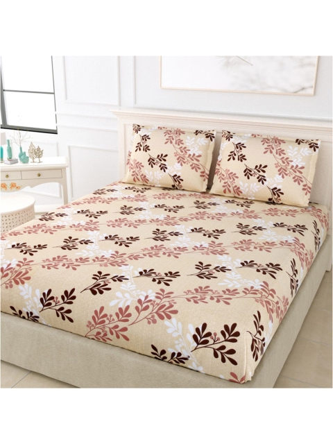 

Haus & Kinder -144 TC Cotton Double Printed Bedsheet, Brown