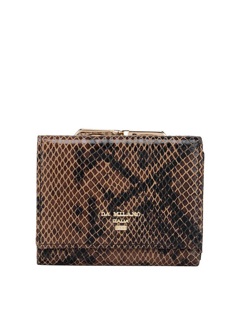 

Da Milano Men Brown & Gold-Toned Textured Leather Two Fold Wallet