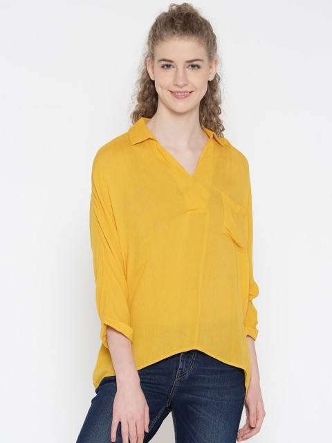 

Noi Women Mustard Yellow Solid Shirt Style Top