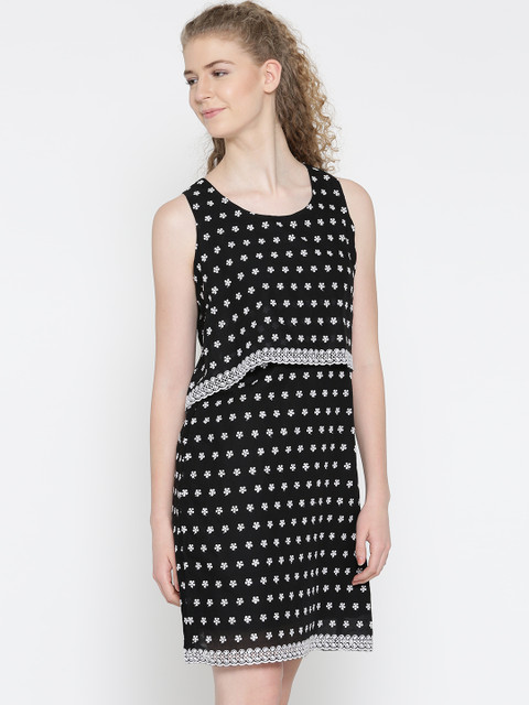 

Noi Women Black Patterned A-Line Dress