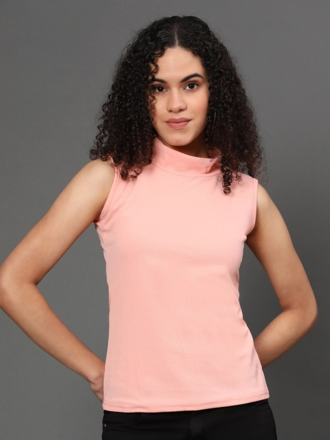 

WESTHOOD Women Peach-Coloured Solid Top