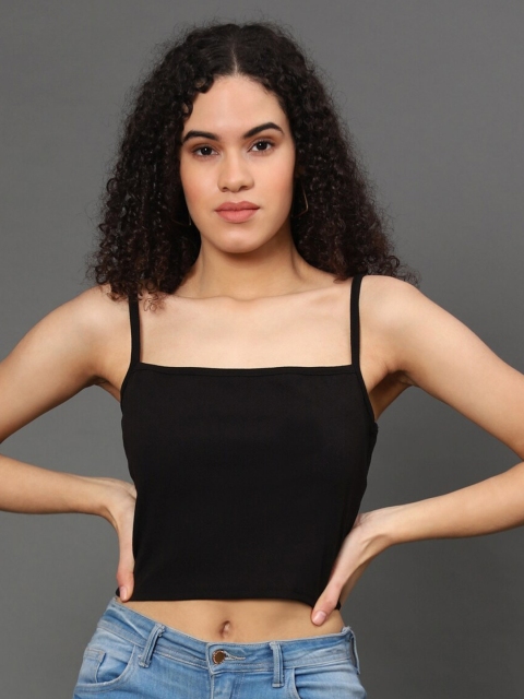 

WESTHOOD Black Shoulder Straps Tank Crop Top