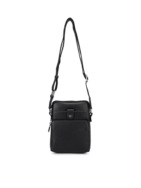 

Da Milano Men Black Textured Messenger Bag