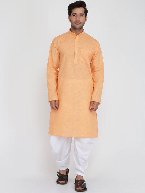 

ROYAL KURTA Men Orange Pure Cotton Kurti with Pyjamas