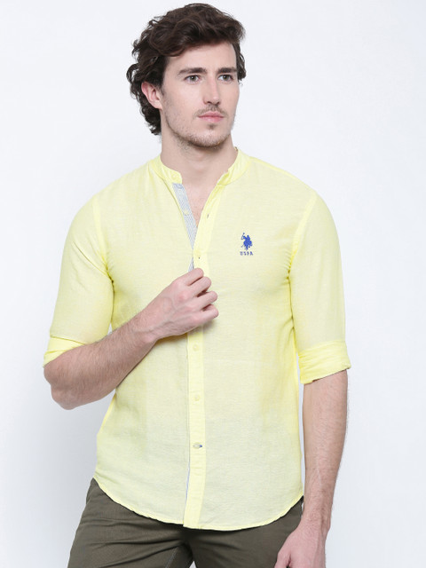 

U.S. Polo Assn. Men Yellow Regular Fit Solid Casual Shirt
