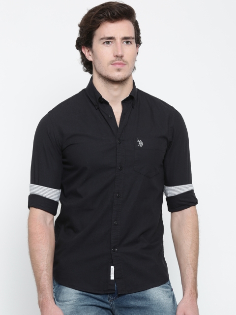 

U.S. Polo Assn. Men Black Tailored Fit Solid Casual Shirt
