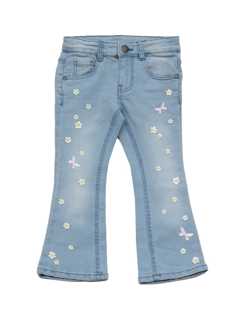 

Lil Lollipop Girls Blue Floral Embroidered Bell Bottom Jeans